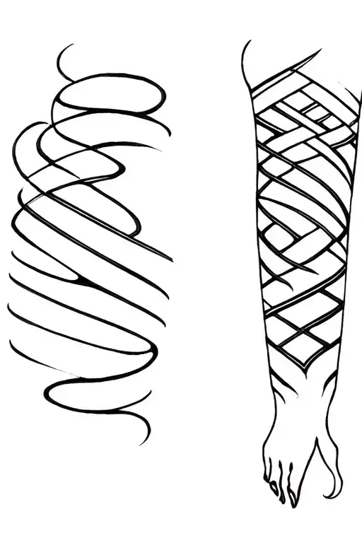Tattoo design for a male arm in blackwork or Nordic tribal style. The tattoo wraps around the bicep as symmetrical bands tattoo design idea