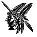 Cherokee Indian feather warrior broad head arrow knife tattoo design idea