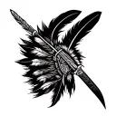 Cherokee Indian feather warrior broad head arrow knife tattoo design idea