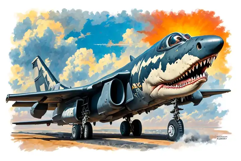 A-10 Warthog with shark nose art tattoo tattoo design idea