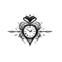heart clock tattoo design idea