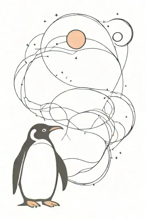 penguin and moon tattoo design idea