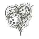 2 burning dice in a heart shape tattoo design idea