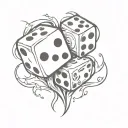 2 burning dice in a heart shape tattoo design idea
