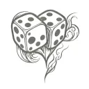 2 burning dice in a heart shape tattoo design idea