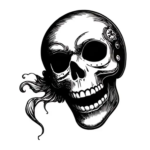 skull and theatrical mask in joy tattoo design idea