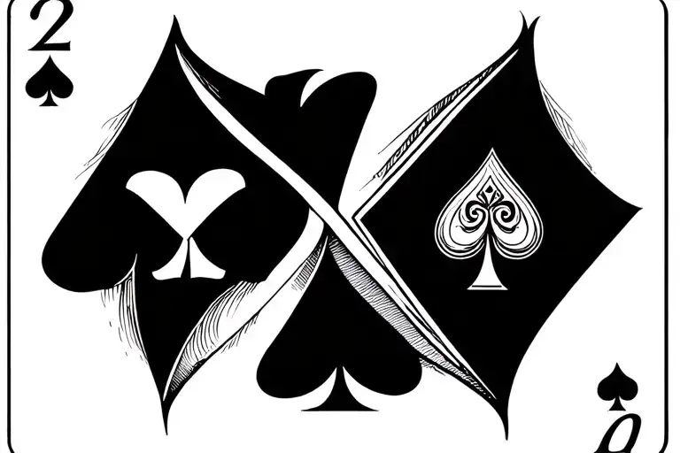 backwards 7 of spades, 2 of diamonds cards   tattoo design idea