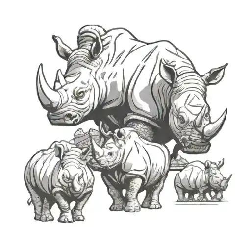 rhinos with oilfield derrick tattoo design idea
