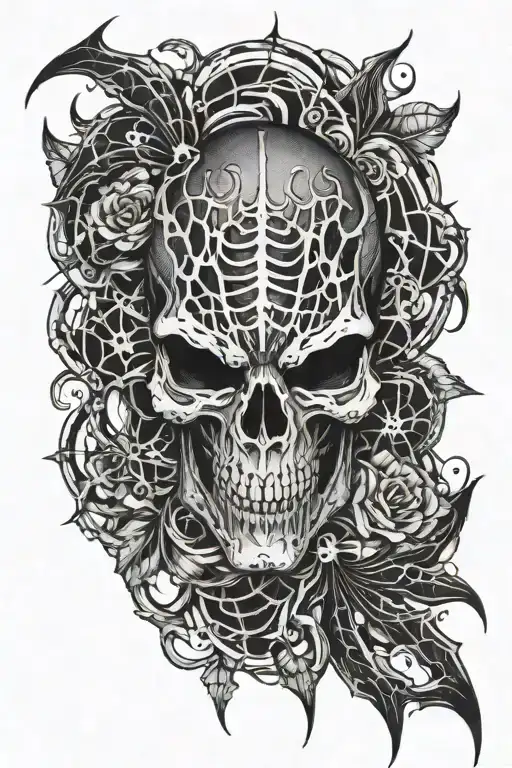 Dark Spider Skull tattoo design idea