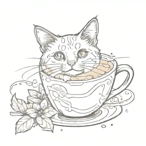 A calico cat in iced latte tattoo design idea