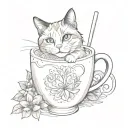 A calico cat in iced latte tattoo design idea