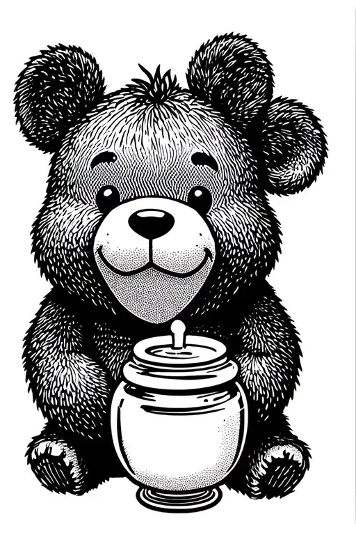 tough pooh bear with honey pot tattoo design idea