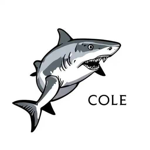shark with the name COLE tattoo design idea