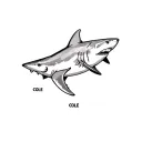 shark with the name COLE tattoo design idea