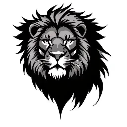 The face of a lion with asechadora look and battle brands tattoo design idea