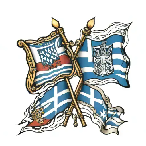 Polish British and Greek flags tattoo design idea