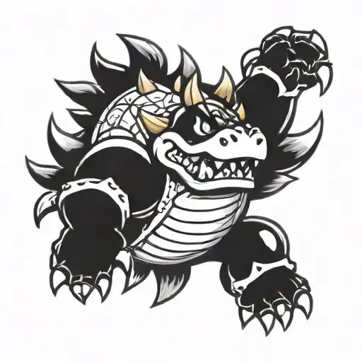 Bowser on the left arm tattoo design idea