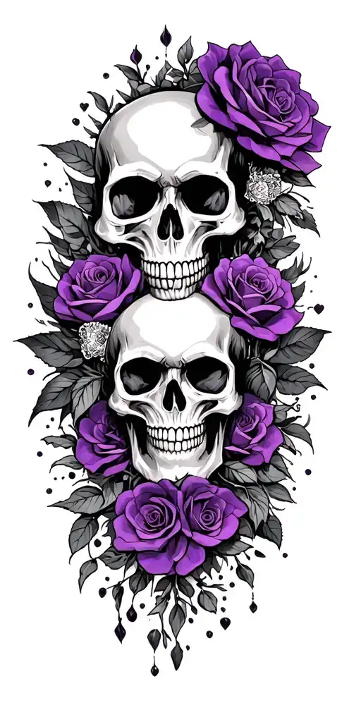 wedding, black, dark purple, skulls, love, veteran tattoo design idea