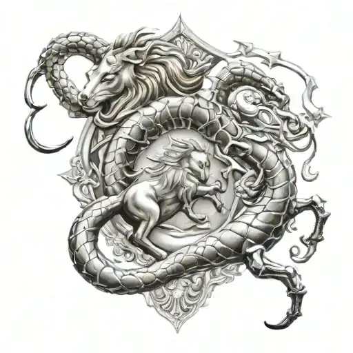 Leo and Scorpio protected by sagittarius zodiac sign tattoo design idea