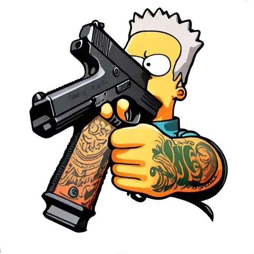 bart Simpson holding a glock 18 tattoo design idea