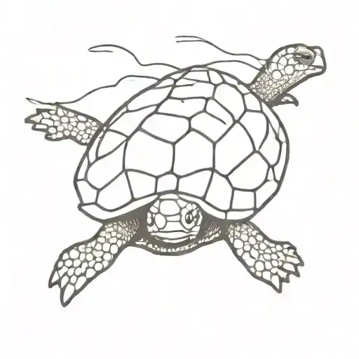 Small turtle crawling to the edge of the sea turtle tattoo design idea