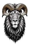 ram inside a lion tattoo design idea