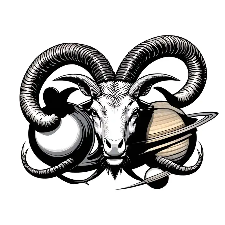 capricorn with saturn tattoo design idea