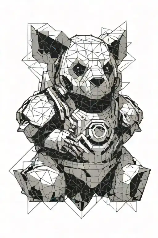 With references, mixed w geometrical shape Astronaut, spartan, LOTR, Panda, Atlas, Marvel, DC, Lilo&Stitch, Moana, yoda tattoo design idea