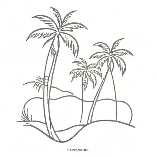 beach,sunset,palm trees tattoo design idea
