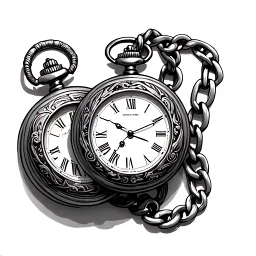 3 pocket watch chain linked together tattoo design idea