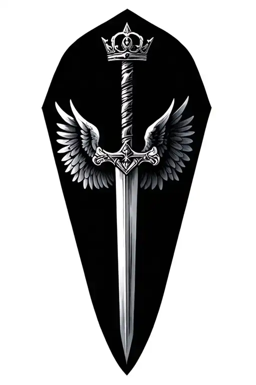christian tattoo with wings sword crown for men tattoo design idea