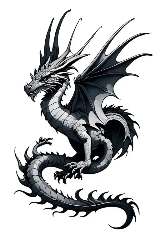 Liverbird and dragon  tattoo design idea