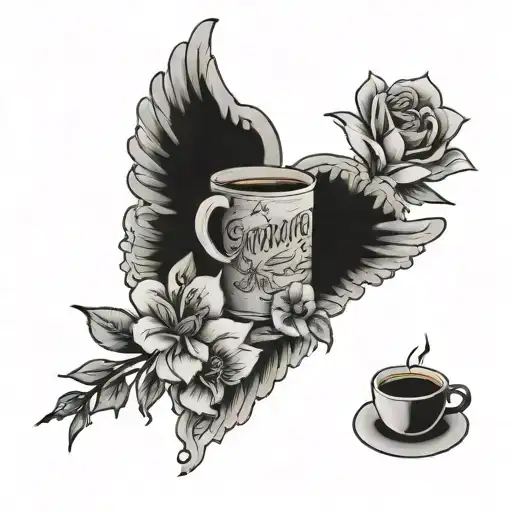 memorial tattoo for my granny that loved to read draw and coffee she loved adventure and  she loved to travel tattoo design idea