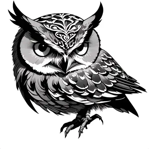 athena's owl tattoo design idea