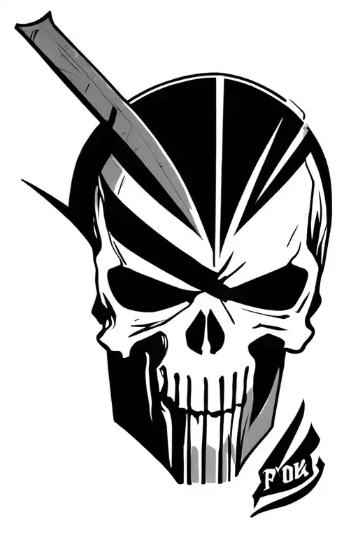 punisher skull with spartan tattoo design idea