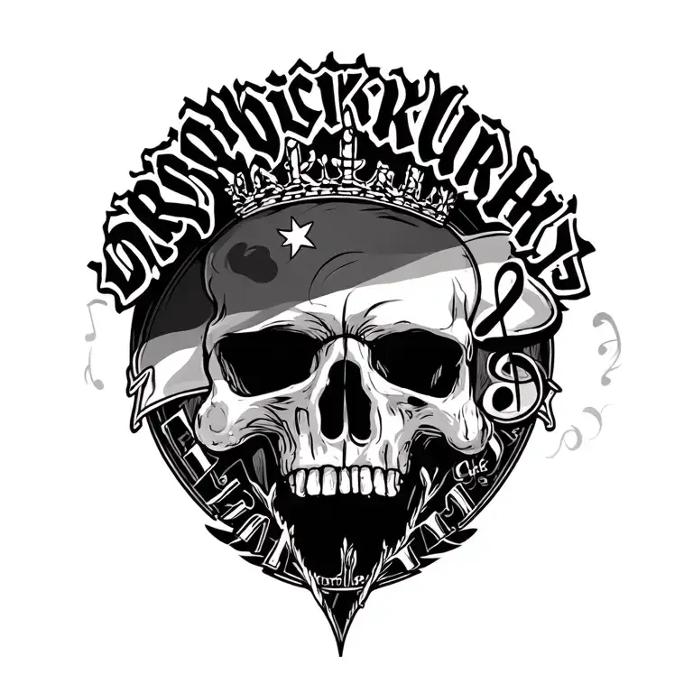 "Dropkick Murphys" Spanish republic flag with music notes forming tattoo design idea