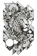 hustle blessed leo tattoo design idea