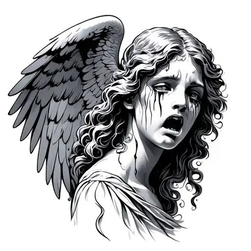 Crying Angel tattoo design idea