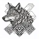 one angry wolf second wolf sad tattoo design idea