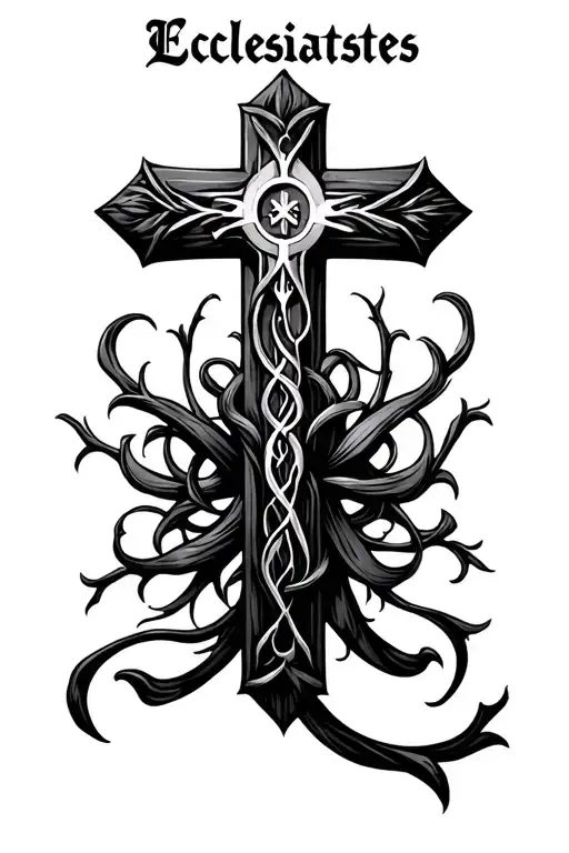 "Ecclesiastes" christian cross tattoo design idea