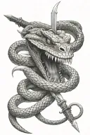snake and sword piercing tattoo design idea