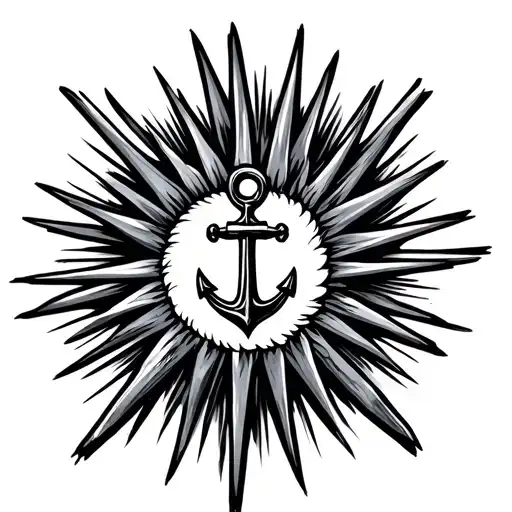 starburst with anchor tattoo design idea