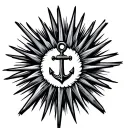 starburst with anchor tattoo design idea