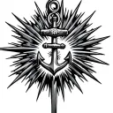 starburst with anchor tattoo design idea