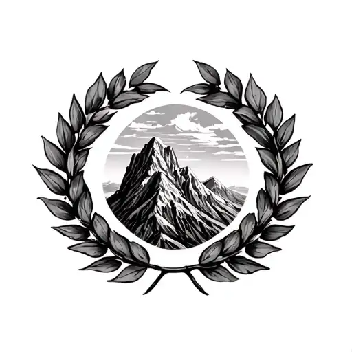 mountians with the roman laurel wreath  tattoo design idea