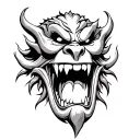 oni mask it's biting nails tattoo design idea