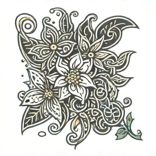 flowers in the style of keith haring style tattoo design idea