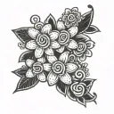 flowers in the style of keith haring style tattoo design idea