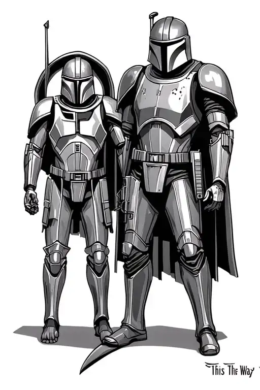bo katan kryze with mandalorian and a sentence This Is The Way tattoo design idea