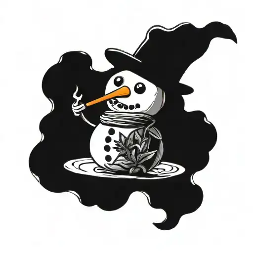 snowman smoking weed tattoo design idea